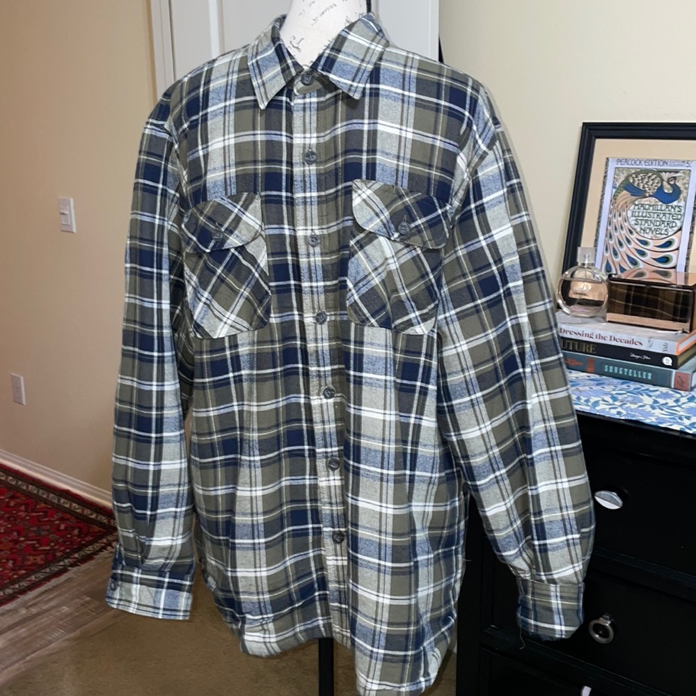 Wrangler Authentics Button Front Plaid Sherpa Shirt Jacket